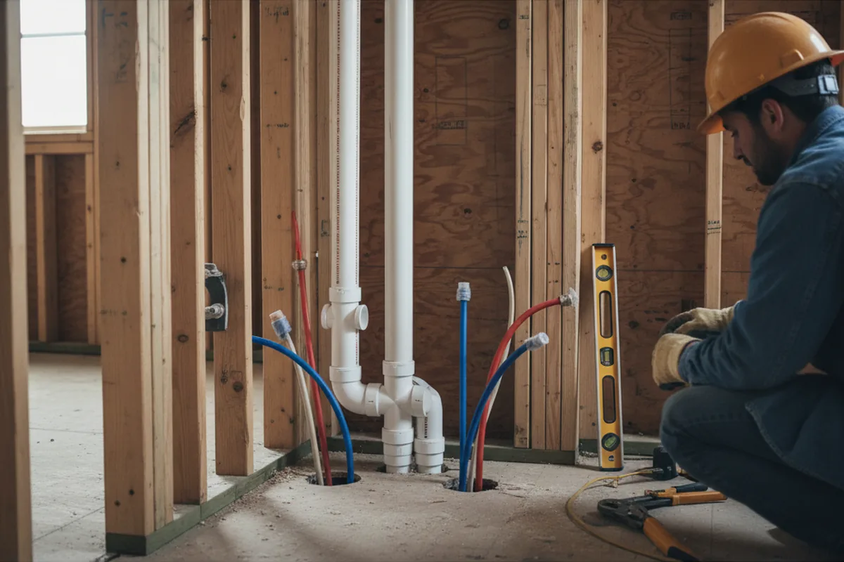 Drain and supply rough-in during Toilet Repair and Installation in Turbotville